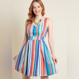 ModCloth striped dress size L NWT